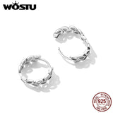 925 Sterling Silver Leaf Hoop Earrings All-match Jewelry