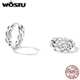 925 Sterling Silver Leaf Hoop Earrings All-match Jewelry