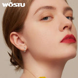 925 Sterling Silver Leaf Hoop Earrings All-match Jewelry
