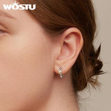 925 Sterling Silver Leaf Hoop Earrings All-match Jewelry