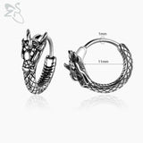 Gothic Punk Stainless Steel Hoop Earrings Skeleton Cross Heart Design
