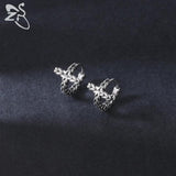Gothic Punk Stainless Steel Hoop Earrings Skeleton Cross Heart Design