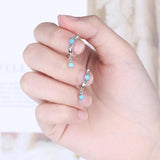 925 Silver Turquoise Crystal Zircon Earrings Woman Charm Jewelry