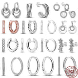 925 Silver Double Hoop Earrings DIY Fine Jewelry Gift for Women