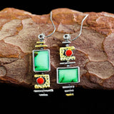 Geometric Green Stone Earrings Funny Musical Symbol Dangle Earrings