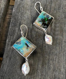 Geometric Green Stone Earrings Funny Musical Symbol Dangle Earrings