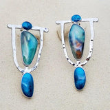 Geometric Green Stone Earrings Funny Musical Symbol Dangle Earrings