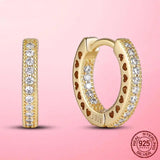 925 Silver CZ Zircon Heart Hoop Earrings Women Fine Jewelry