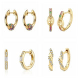 925 Silver Colorful Crystal Hoop Earrings for Women