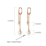 Davis Sterling Silver Hoop Earrings Chain Pearls Gift Women Wedding Jewelry