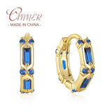 Retro Zircon Hoop Earrings 925 Sterling Silver Wedding Jewelry
