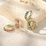 Retro Zircon Hoop Earrings 925 Sterling Silver Wedding Jewelry
