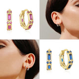 Retro Zircon Hoop Earrings 925 Sterling Silver Wedding Jewelry