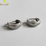 Vintage 925 Sterling Silver Twisted Texture Hoop Earrings