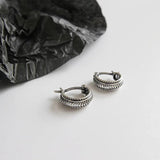 Vintage 925 Sterling Silver Twisted Texture Hoop Earrings