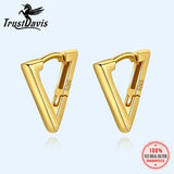 Trustdavis 925 Sterling Silver Triangle Gothic Hoop Earrings