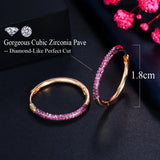 Green Red CZ Stones Circle Round Hoop Earrings for Women CZ955