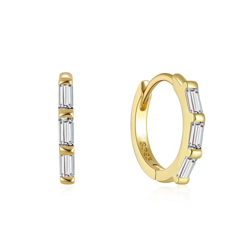 925 Silver Zircon Huggie Hoop Earrings CZ Circle Fine Jewelry Gift