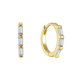 925 Silver Zircon Huggie Hoop Earrings CZ Circle Fine Jewelry Gift