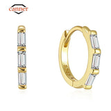 925 Silver Zircon Huggie Hoop Earrings CZ Circle Fine Jewelry Gift