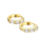 925 Silver Zircon Huggie Hoop Earrings CZ Circle Fine Jewelry Gift