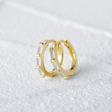 925 Silver Zircon Huggie Hoop Earrings CZ Circle Fine Jewelry Gift