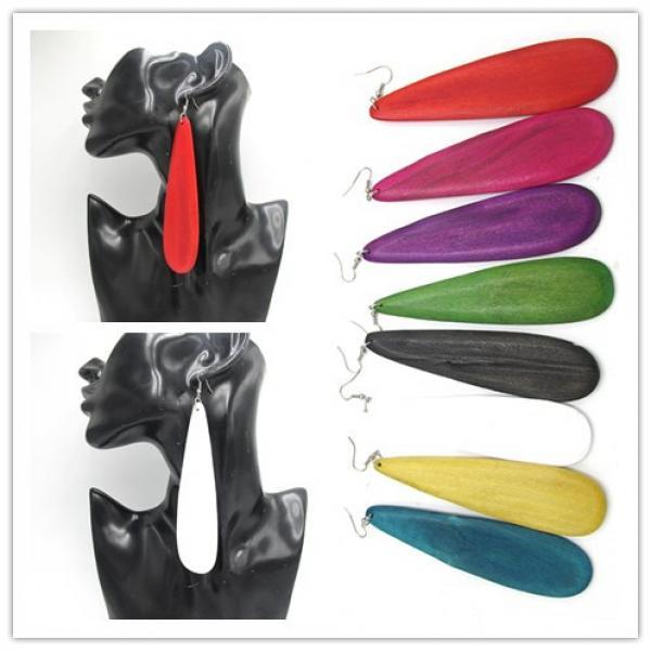 5 Pairs Big Size 5 inch Wood Earrings Mixed Colors