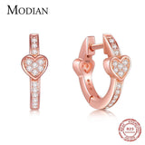 Sterling Silver Rose Love Hearts Crystal Hoop Earrings
