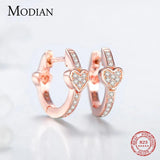 Sterling Silver Rose Love Hearts Crystal Hoop Earrings