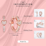 Sterling Silver Rose Love Hearts Crystal Hoop Earrings