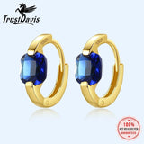Davis 925 Sterling Silver Square CZ Hoop Earrings Sweet Colour for Women