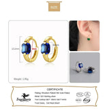Davis 925 Sterling Silver Square CZ Hoop Earrings Sweet Colour for Women