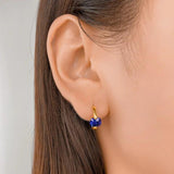 Davis 925 Sterling Silver Square CZ Hoop Earrings Sweet Colour for Women