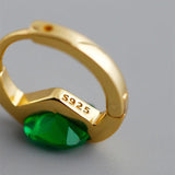 Davis 925 Sterling Silver Square CZ Hoop Earrings Sweet Colour for Women