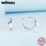 925 Silver Pearl Ring & Zircon Hoop Earrings Set - Vintage Style Wedding Jewelry