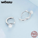 925 Silver Pearl Ring & Zircon Hoop Earrings Set - Vintage Style Wedding Jewelry