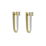 5A CZ Pastel Enamel U-Shaped Huggie Hoops Earring