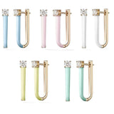5A CZ Pastel Enamel U-Shaped Huggie Hoops Earring