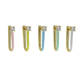 5A CZ Pastel Enamel U-Shaped Huggie Hoops Earring