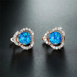 Opal Round Stone Earrings Crystal Hoop Earrings