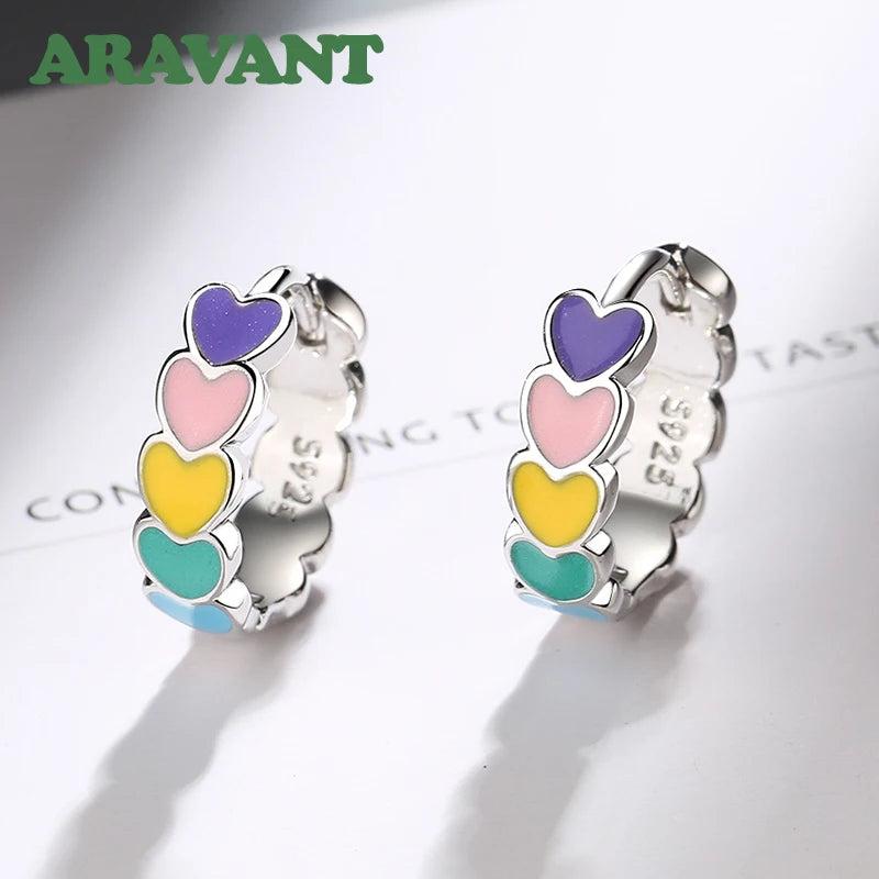 925 Silver Heart Hoop Earring Wedding Jewelry Gift
