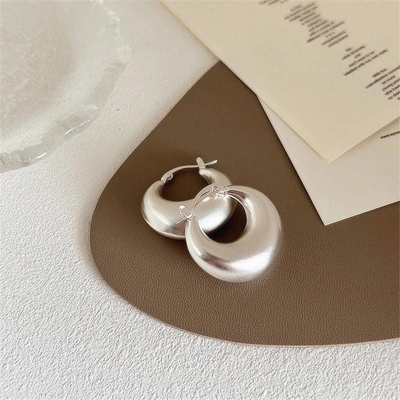 Silver Geometric Heart Pearl Earrings, Gift for Women Girls