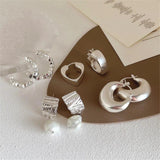 Silver Geometric Heart Pearl Earrings, Gift for Women Girls