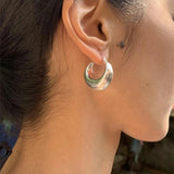 Silver Geometric Heart Pearl Earrings, Gift for Women Girls