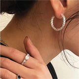 Silver Geometric Heart Pearl Earrings, Gift for Women Girls