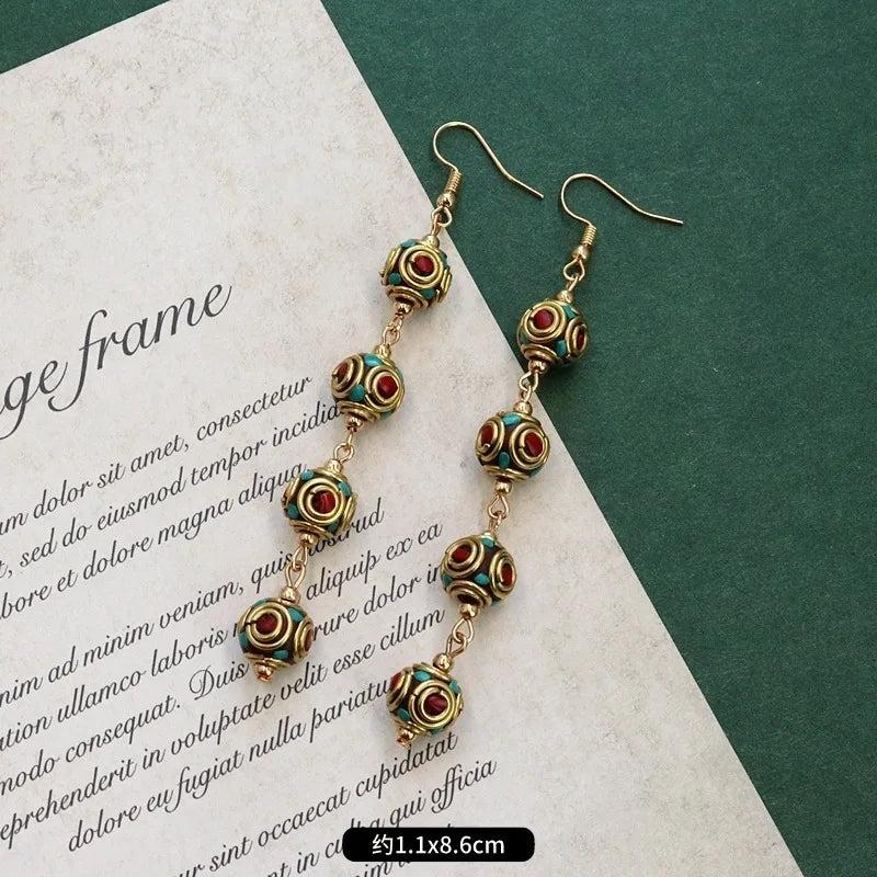 Exotic Nepalese Tibetan Personality Earrings Ethnic Jewelry Gift