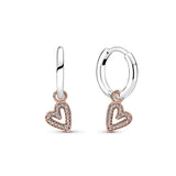 925 Silver Feather Butterfly Hoop Earrings Sparkling Pav? Round DIY Pandora Gift