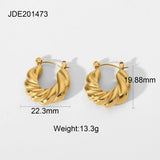 Stainless Steel Croissant Twist Hoop Earrings