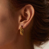 Stainless Steel Croissant Twist Hoop Earrings