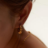 Stainless Steel Croissant Twist Hoop Earrings